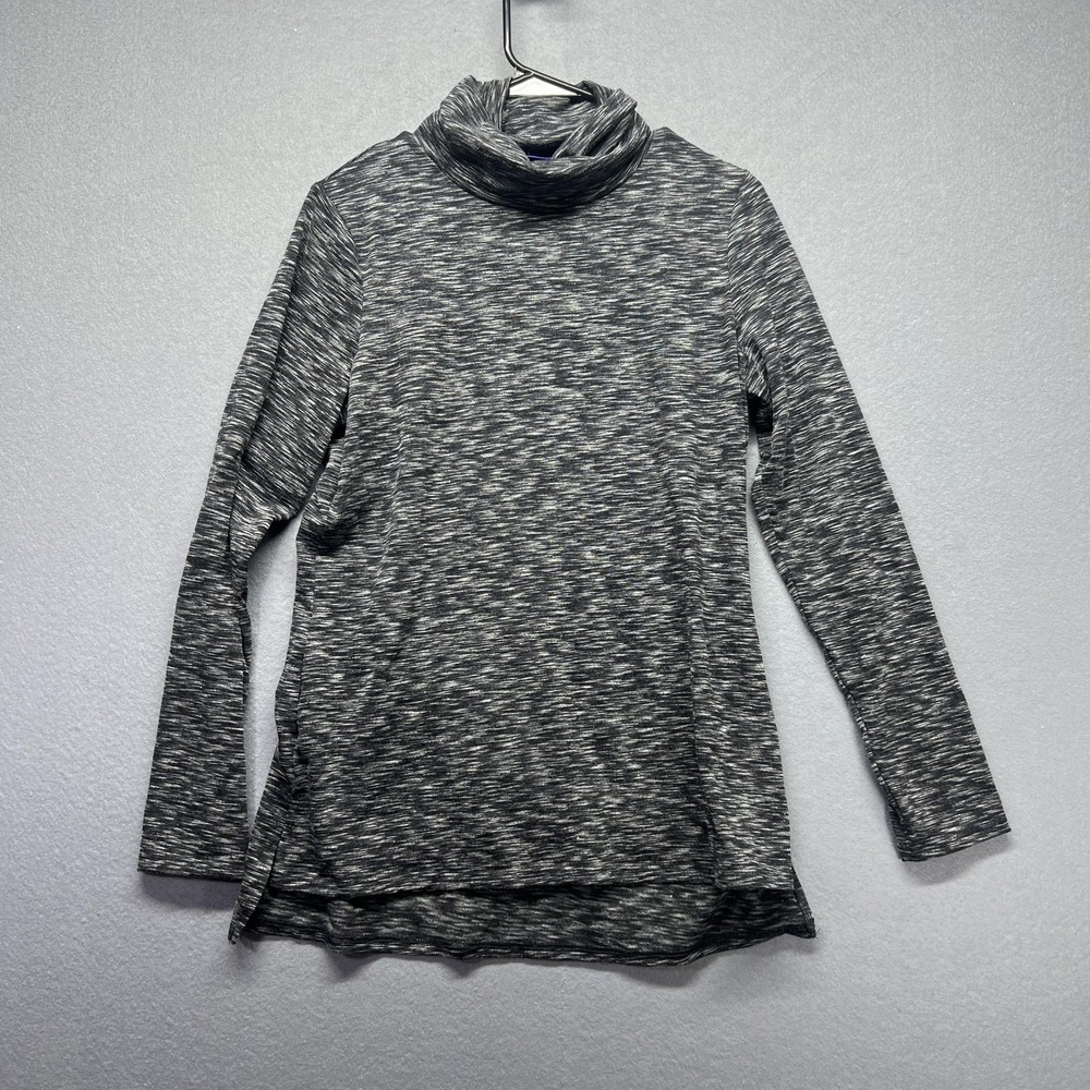 APT.9 Shirt Womens Medium Black Marled Cowl Neck Tunic Long Sleeve Top